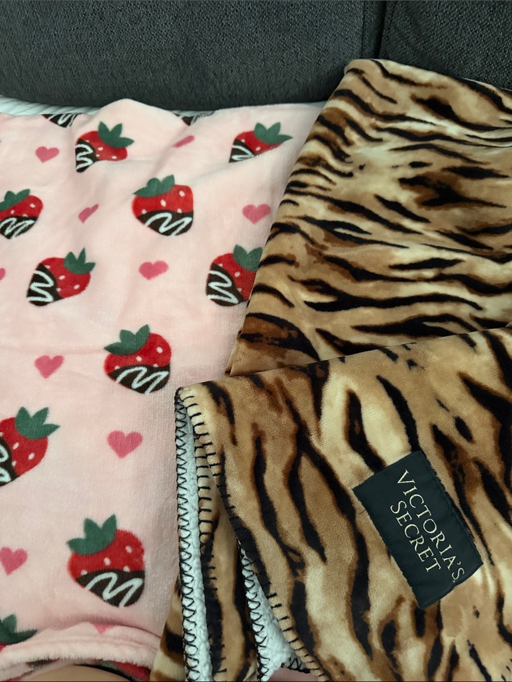 Victoria's Secret Kids Pink Strawberry Print Blanket Set
